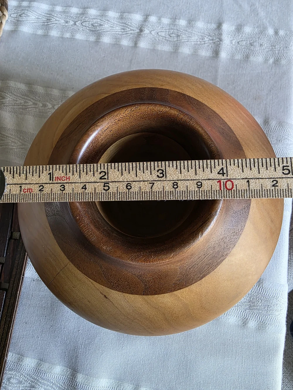 Vintage-Style Turned Wood Vase Two-Tone Boho Sculptural Vessel